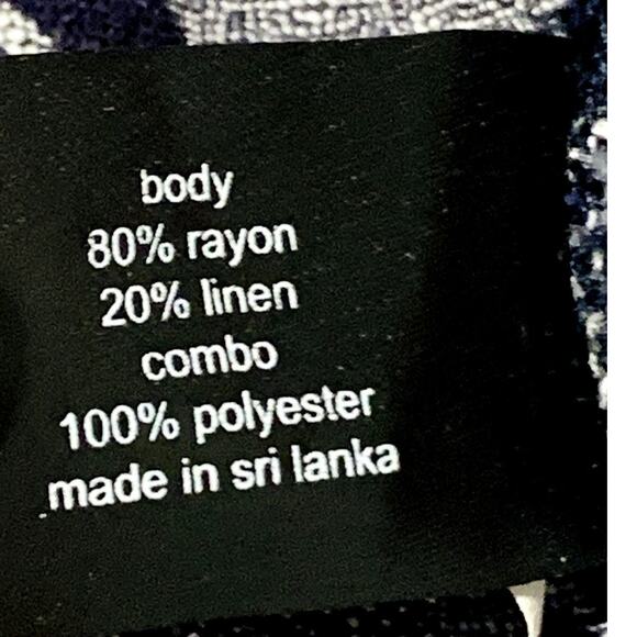 LANE BRYANT Dress 26/28 Sleeveless Linen Blend V-Neck Dark Blue Casual Striped - Picture 5 of 6